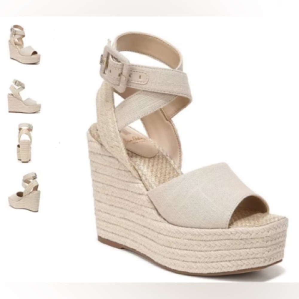 Sam Edelman 🔥Vada Natural Linen Espadrille Wedge Women's Size 10